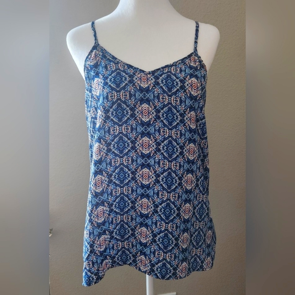 Paper Crane Blue Sleeveless Patterned Women's Top